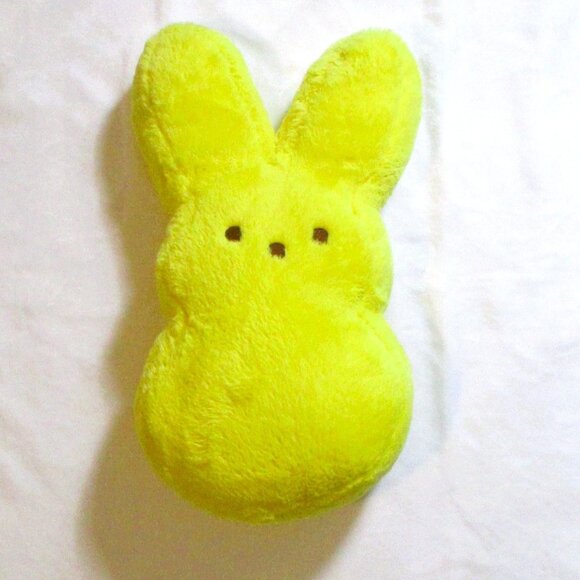 Just Born Peeps Plush Bunny Pillow 18" Yellow Fuzzy For Kids Easter - Picture 1 of 2